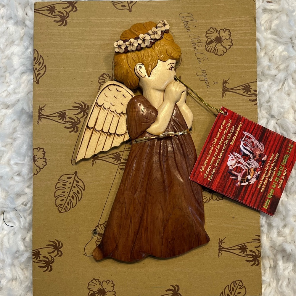 Handmade Le Family Aloha Wood Art, Angel